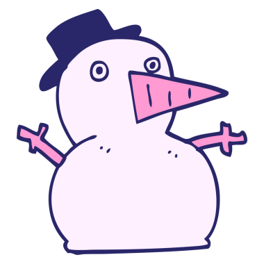 çizgi film karalaması parlak neon renkli komik kardan adam