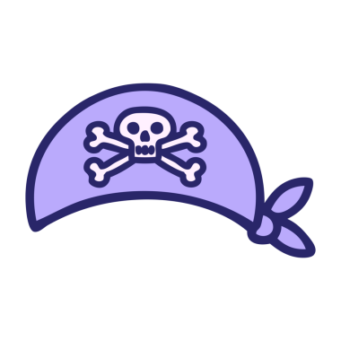 Parlak neon renkli korsan başörtüsünün ikonik dövme görüntüsü