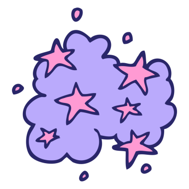 çizgi film karalaması parlak neon renkli sihirli bulut