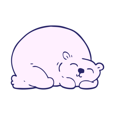 çizgi film karalaması mutlu kutup ayısı parlak neon renginde uyuyor