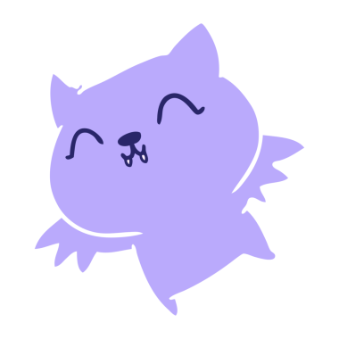 Parlak neon renkli şirin kawaii yarasa serbest çizim karikatürü