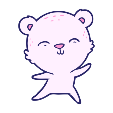 Ayıcık çizgi film karakteri parlak neon rengi