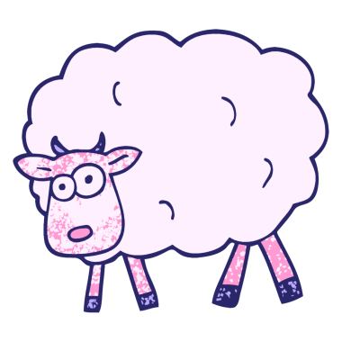 grunge desenli parlak neon renkli çizgi film koyunu