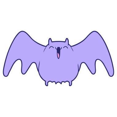 Parlak neon renkli ürkütücü çizgi film yarasası.