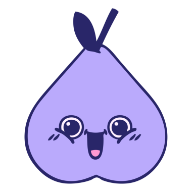 Parlak neon renkli yeşil armut karikatürü.