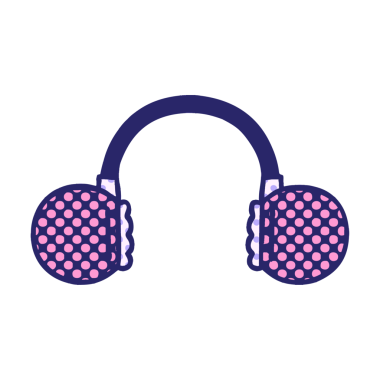 parlak neon renkli retro kulaklığın çizgi roman tarzı karikatürü