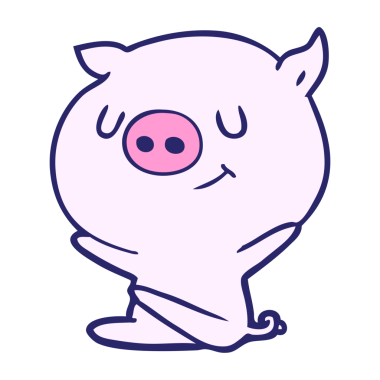 Parlak neon renkli mutlu çizgi film domuzu