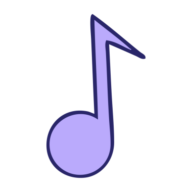 Parlak neon renkli bir nota karikatürü.