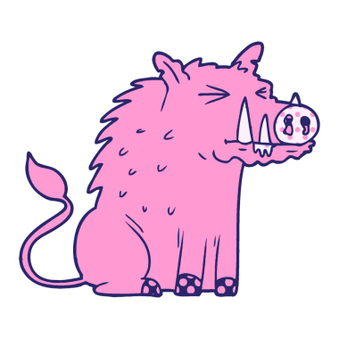 parlak neon renkli çizgi film yaban domuzu