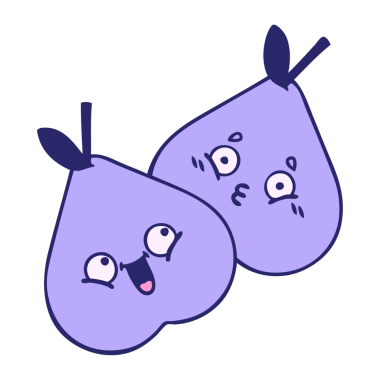 Parlak neon renkli yeşil armut karikatürü.