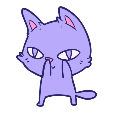 çizgi film kedisi parlak neon rengine bakıyor.