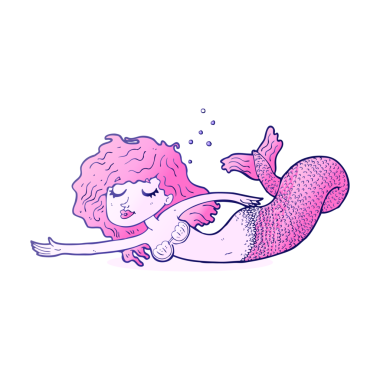 parlak neon renkli çizgi film denizkızı