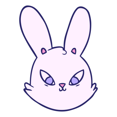 parlak neon renkli çizgi film tavşanı yüzü