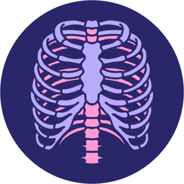 Parlak neon renkli göğüs kafesinin ikonik dövme görüntüsü