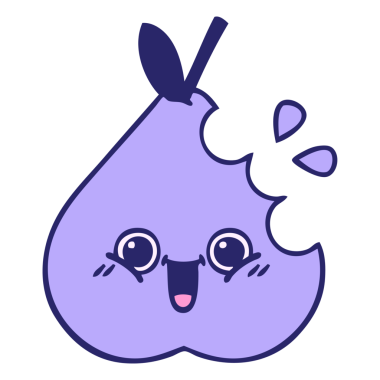 Parlak neon renkli yeşil armut karikatürü.