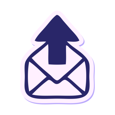 Parlak neon renkli şirin bir e-posta yazısının çıkartması