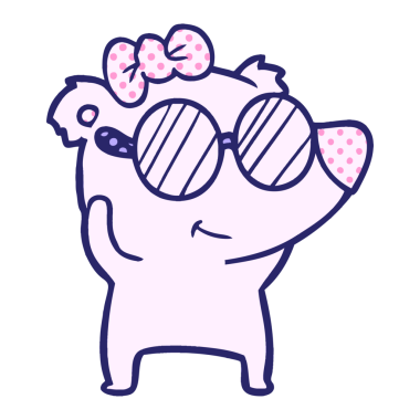 Parlak neon renkli dişi kutup ayısı çizgi filmi