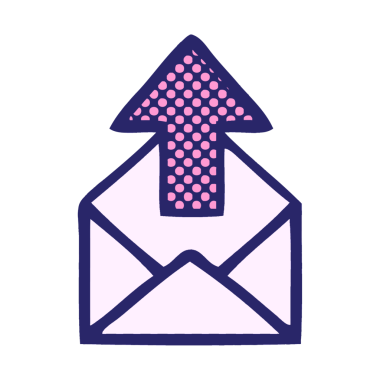 parlak neon renkli bir e-posta işareti çizgi filmi