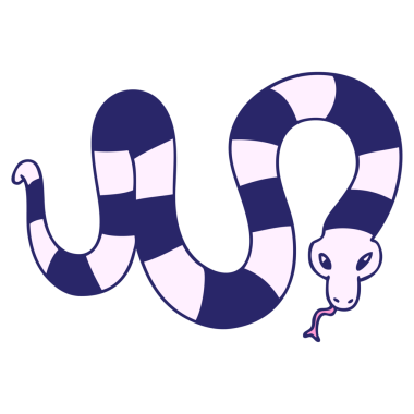 Parlak neon renkli el çizimi tuhaf çizgi film yılanı.