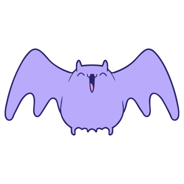 Parlak neon renkli ürkütücü çizgi film yarasası.