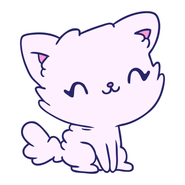 Çizgi film çizimi sevimli kawaii parlak neon renkli pofuduk kedi