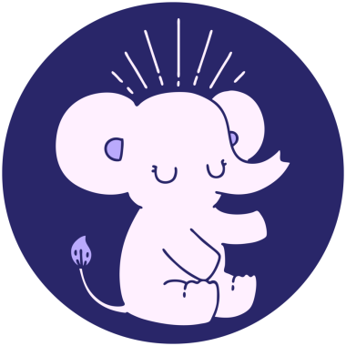 Parlak neon renkli şirin bir fil dövmesi ikonu