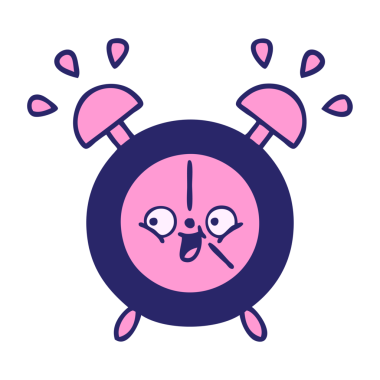 Çalar saatin parlak neon renkli şirin karikatürü