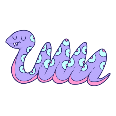 parlak neon renkli çizgi film yılanı