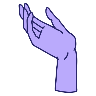 Parlak neon renkli bir elin ikonik dövme şekli