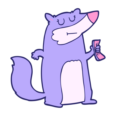 çizgi film porsuğu elinde parlak neon renginde para tutuyor.