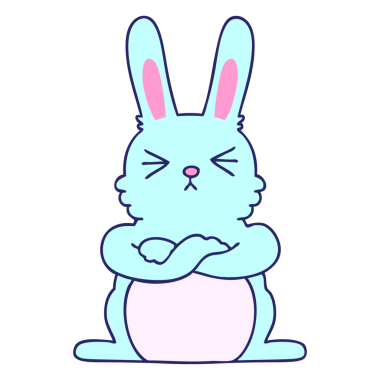 Parlak neon renkli el çizimi garip çizgi film tavşanı