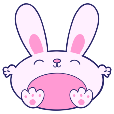 parlak neon renkli çizgi film tavşanı