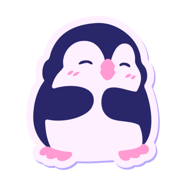 Parlak neon renkli şirin noel pengueni çıkartması