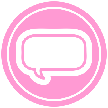 parlak neon renkli konuşma kabarcığı dairesel simgesi