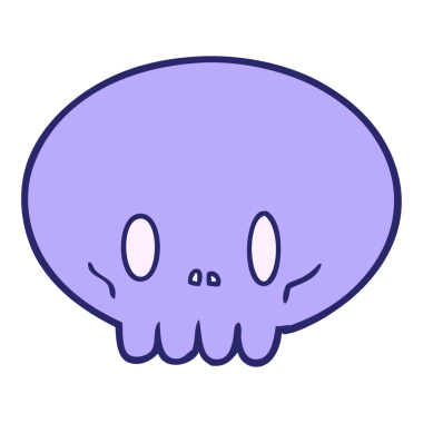 parlak neon renkli karikatür kafatası