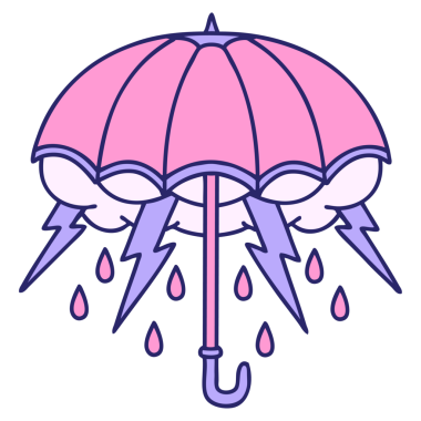 Parlak neon renkli bir şemsiye ikonik dövme görüntüsü