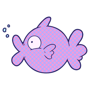 parlak neon renkli çizgi film balığı