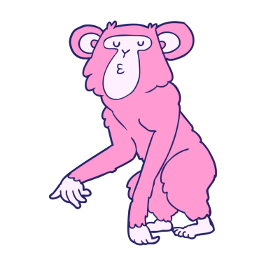 parlak neon renkli karikatür şempanzesi