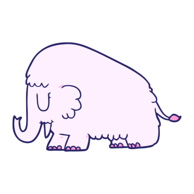 parlak neon renkli çizgi film mamutu