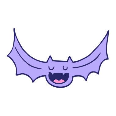 parlak neon renkli çizgi film yarasası