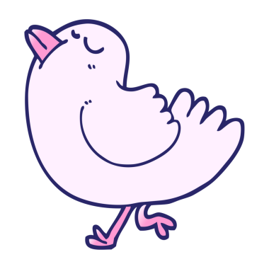 vektör gradyan çizim çizgi filmi parlak neon renkli kibirli kuş