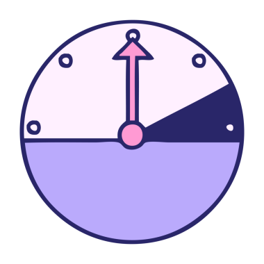 Parlak neon renkli sevimli bir hız göstergesi çizgi filmi