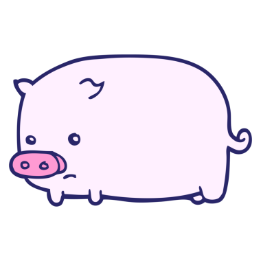 Parlak neon renkli şirin domuz çizgi filmi.