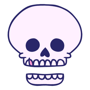 Elle çizilmiş parlak neon rengi bir kafatası karalaması