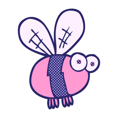 Parlak neon renkli serbest çizim çizgi film arısı