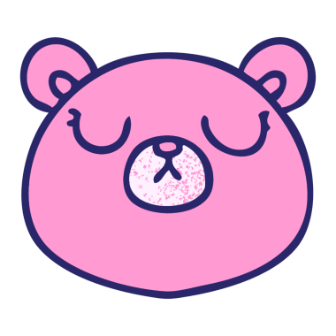 Parlak neon renkli el çizimi tuhaf çizgi film ayısı.