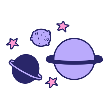 parlak neon renkli çizgi film gezegenleri