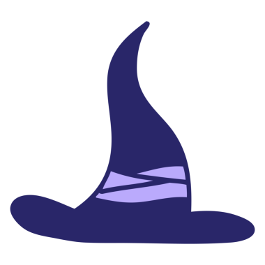 parlak neon renkli ürkütücü cadı şapkası çizgi filmi.