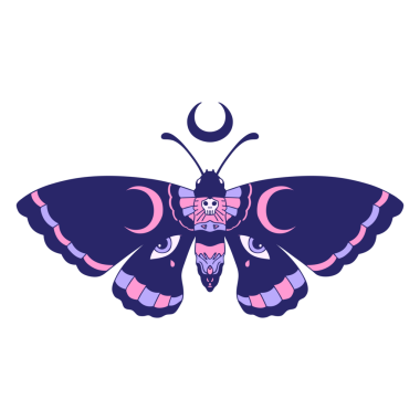 Parlak neon renginde geleneksel bir güve dövmesi