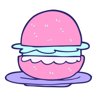 El çizimi karalama tarzı parlak neon renkli hamburger.